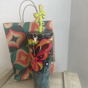 Starbucks 2023 Christmas Holiday Tumbler w/Silicone Straw Topper 24oz